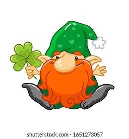 Cartoon gnome character for St Patrick day greetings