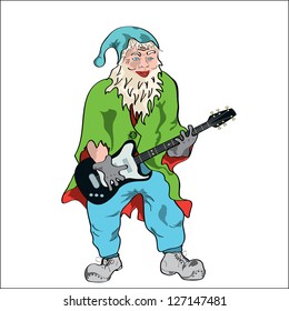 Cartoon gnome with a guitar
