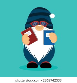 Cartoon gnome reading a book vector clipart - Shutterstock ID 2368742333