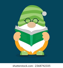 Cartoon gnome reading a book vector clipart - Shutterstock ID 2368742335