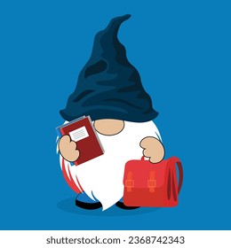 Cartoon gnome reading a book vector clipart