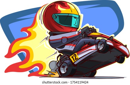 Cartoon Go Kart Racer. Vector Illustration