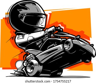 Cartoon Go Kart Racer. Vector Illustration