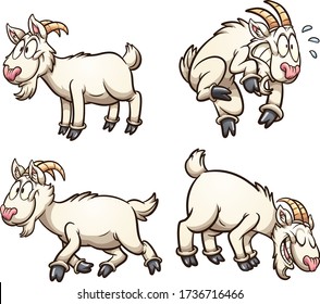 Cartoon goat with different poses and expressions. Vector cartoon clip art illustration with simple gradients. Each on a separate layer.
