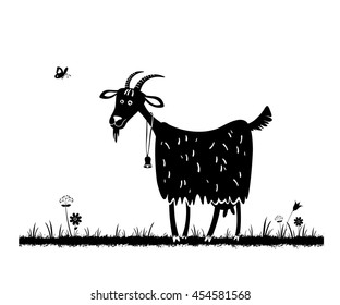 Cartoon goat. Farm animal. Vector illustration.