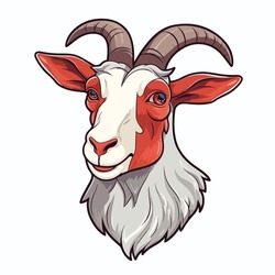 Cartoon Goat Flat Icon Sticker Bold Colors