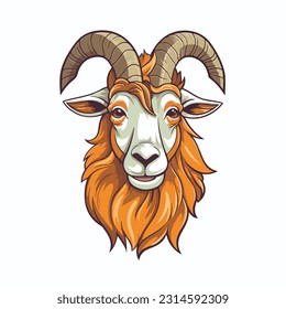 cartoon goat flat icon sticker bold colors