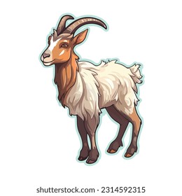 cartoon goat flat icon sticker bold colors