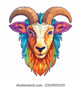 cartoon goat flat icon sticker bold colors