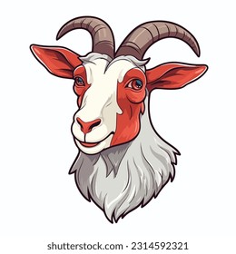 cartoon goat flat icon sticker bold colors