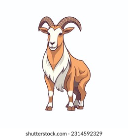 cartoon goat flat icon sticker bold colors