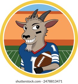 A cartoon goat in a football uniform.