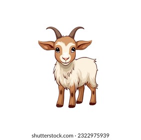 Cartoon goat isolated on white background. Vector illustration
