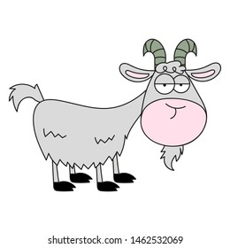 Cartoon goat on a white background