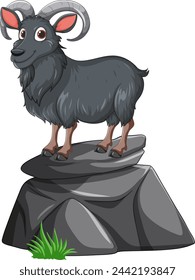 Cartoon goat standing proudly on a stone
