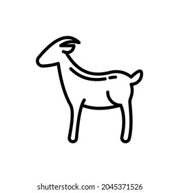 Cartoon goat thin line icon. Modern vector illustration for Chinese horoscope.