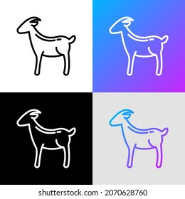 Cartoon goat thin line icon. Modern vector illustration for Chinese horoscope.