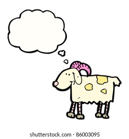 cartoon goat with thought bubble