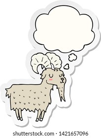 cartoon goat with thought bubble as a printed sticker