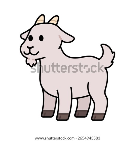 Cartoon Goat Vector Illustration on White Background
