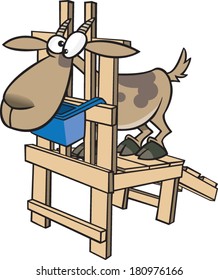 cartoon goat waiting to be milked