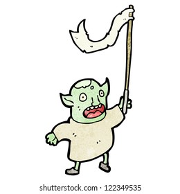cartoon goblin with flag
