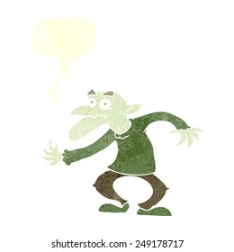 cartoon goblin with speech bubble