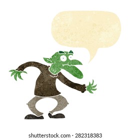 cartoon goblin with speech bubble