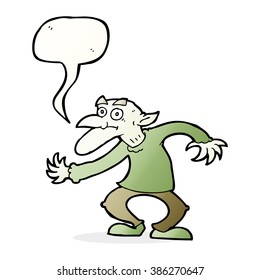 cartoon goblin with speech bubble