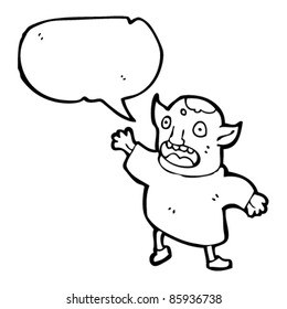 cartoon goblin with speech bubble