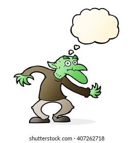 cartoon goblin with thought bubble