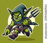 A cartoon goblinmascot logo illustration