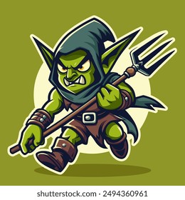 A cartoon goblinmascot logo illustration