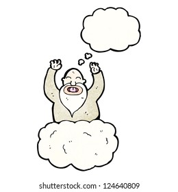 Cartoon-Gott auf Wolke