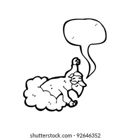 cartoon god on cloud with speech bubble