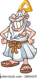 Cartoon god. Vector clip art illustration with simple gradients. All in a single layer.