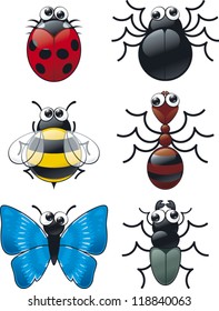 A cartoon goggle eyed bug collection