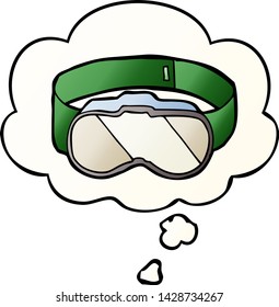 cartoon goggles with thought bubble in smooth gradient style