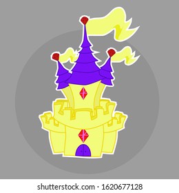 Cartoon Gold Castle Of Gems Kingdom Vector Icon Game Item Design