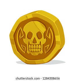 Cartoon gold coin.Game icon.