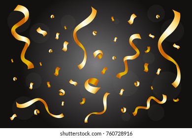 cartoon gold confetti in the dark background