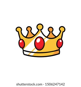 Cartoon Gold Crown With Gems Vector Illustration