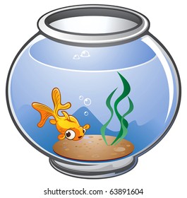 Cartoon Gold Fish In A Bowl Cartoon Character