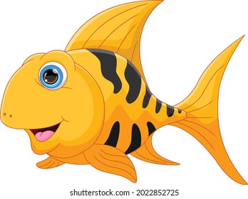cartoon gold fish isolated on white background
