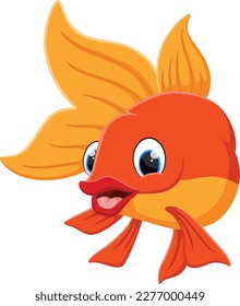 Cartoon gold fish isolated on white background