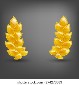 Cartoon gold laurel. Vector illustrations.