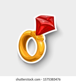 cartoon gold ring on white