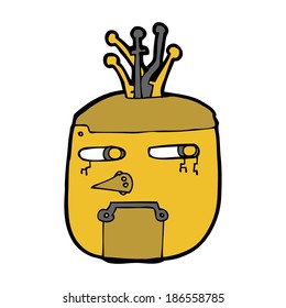 cartoon gold robot head