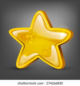 Cartoon gold star. Vector illustrations.