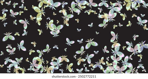 Cartoon golden butterflies cover. Gorgeous shiny butterfly background, golden butterfly flock, gorgeous exotic moths flat vector backdrop illustration pink butterfly watercolor hand drawn design 